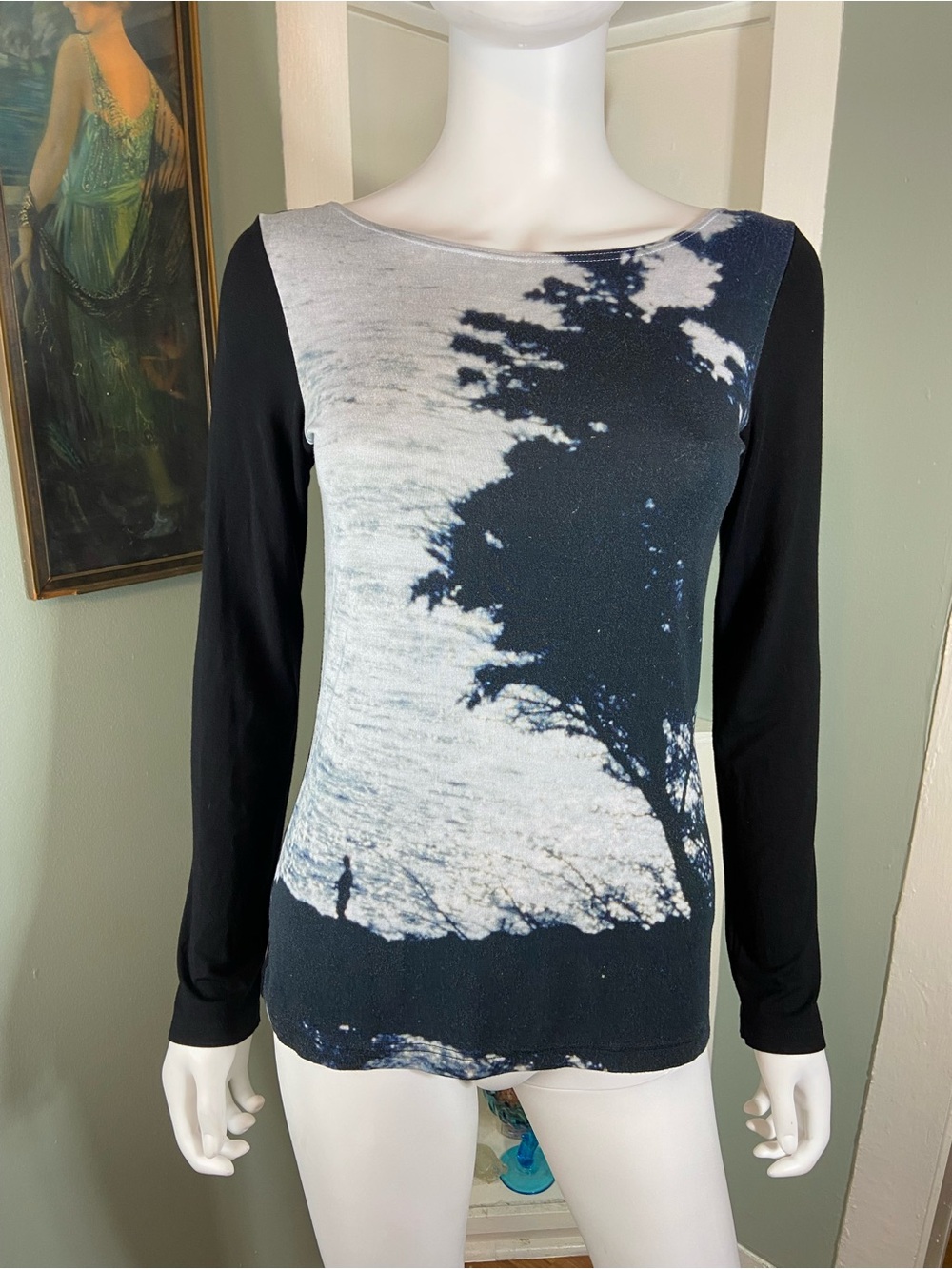 Vintage 90s Agnes B Photoprint Photo Art Photography Monochromatic T Shirt Top
